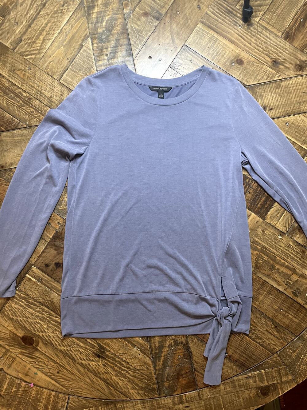 Banana Republic Periwinkle Blue Sandwash Tie Front Long Sleeve Top S 395164